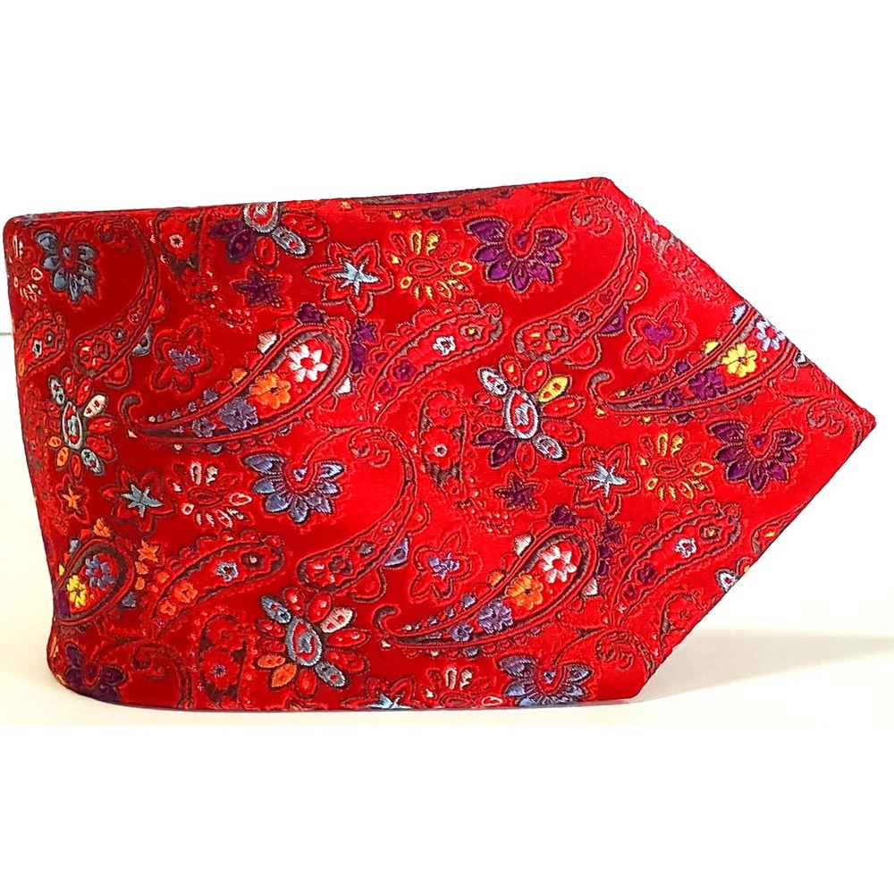 Chevalier Necktie Silk Red Micro Floral Blue/Yellow/Purple Classic Fun Styling